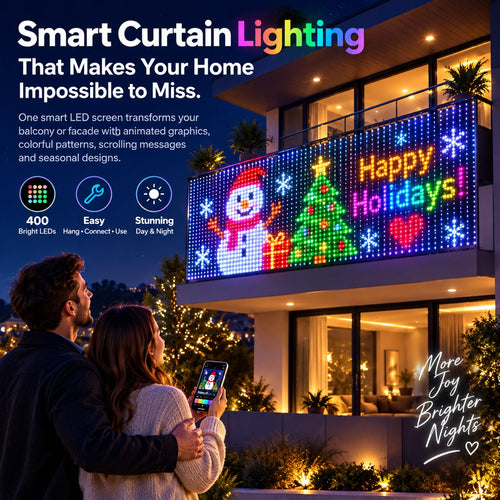 ✨ Turn Your Balcony Into A Giant LED Light Show! 🎄 Smart 400 LEDs Animated Mesh Screen 🎆📱