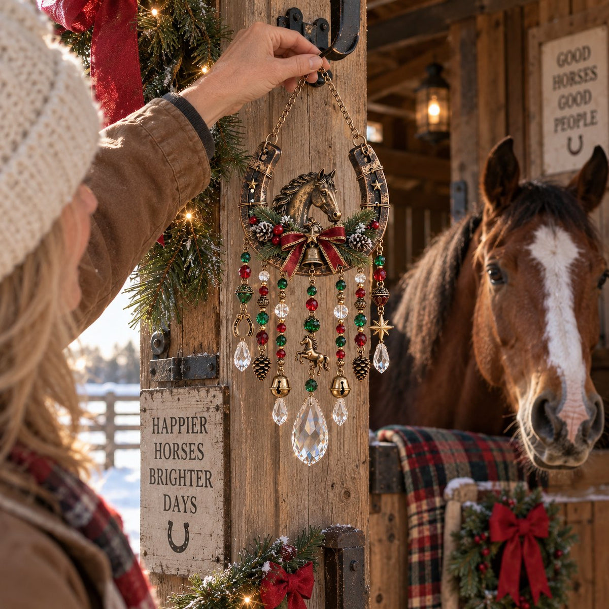 🐎Christmas at the Stable Horseshoe Suncatcher