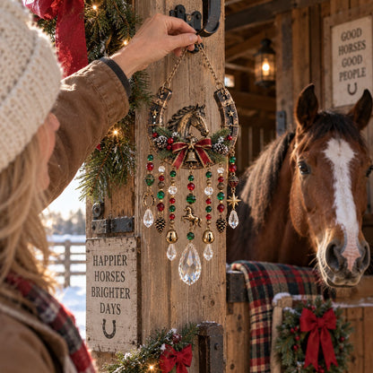 🐎Christmas at the Stable Horseshoe Suncatcher