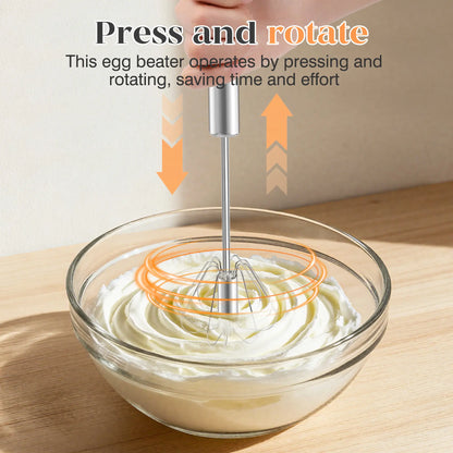 🥚SUMMER SALE 49% OFF☕Stainless Steel Hand-Push Rotary Whisk, Food-Grade Rust-Resistant Kitchen Utensil with Sturdy Riveted Construction.