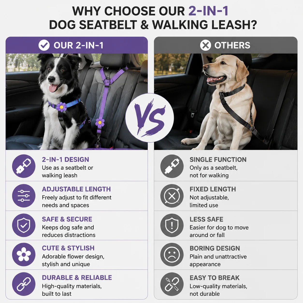 💖BUY 1 GET 1 FREE 🎁2-in-1 Dog Car Seat Belt & Walking Leash