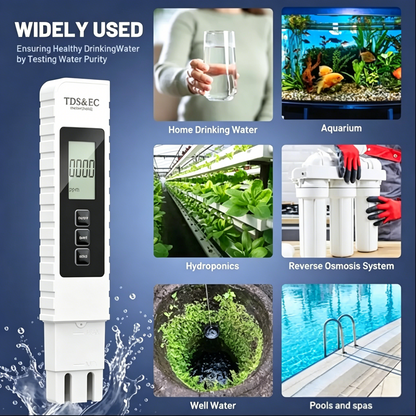 4-in-1 Digital TDS Water Quality Tester - Measures TDS, EC, Temperature (°C/°F) | 0-9990 ppm Range