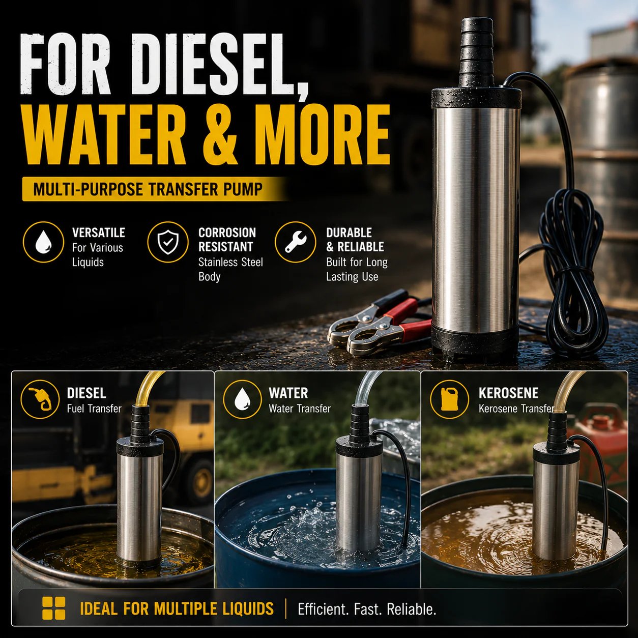 🔥Father's Day Sale 49% OFF🚜 DC 12V Portable Submersible Fuel Transfer Pump