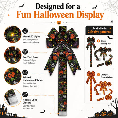 🎃 LED Light-Up Halloween Cabinet Door Bow — Turn Any Door Into a Spooky Statement! 👻✨