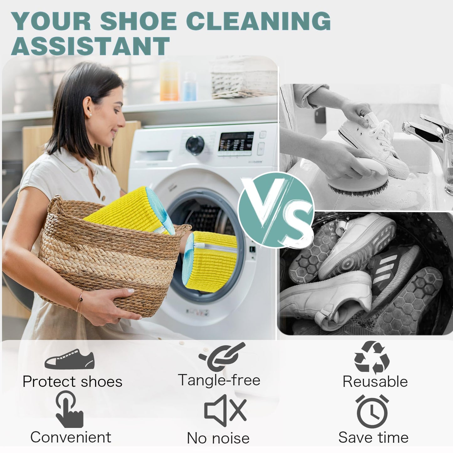 🔥Last Day 50% OFF - Microfiber Shoe Washing Machine Bag for Sneakers