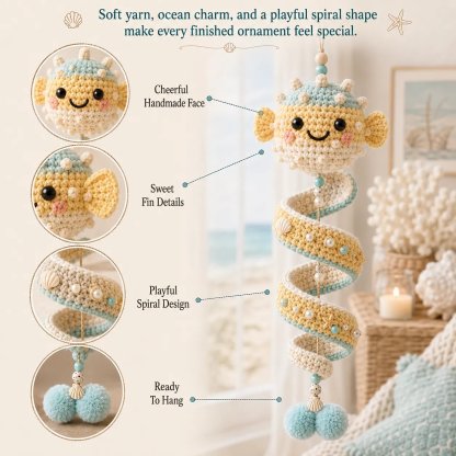 ⏳ Last Day 49% OFF – 🌊 Beginner-Friendly Ocean Animal Spiral Crochet Hanging Ornament Kit | Complete Kit with All Tools & Step-by-Step Guide Included 💕