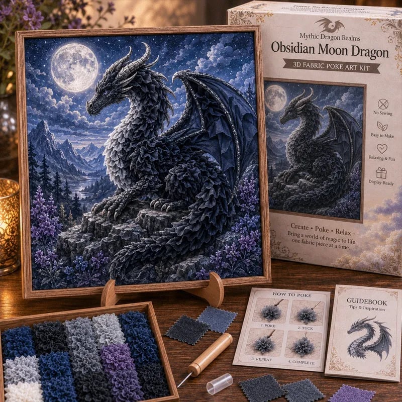 🔥HOT SALE🔥💥🏆Last Day Buy 2 get 1 free🐉 Mythic Dragon Realms 3D Fabric Poke Art Kit