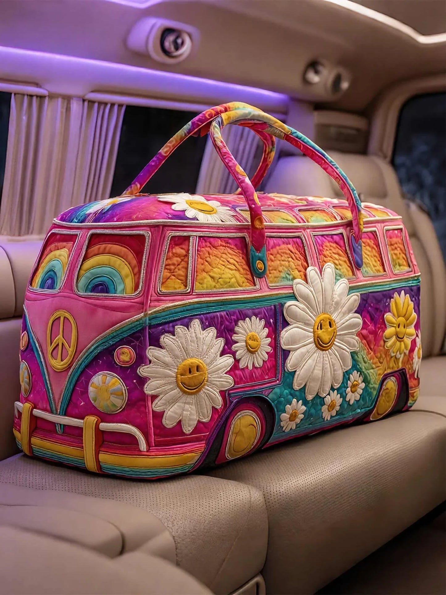 ✨🎒Hippie Van Quilted Duffle Bag