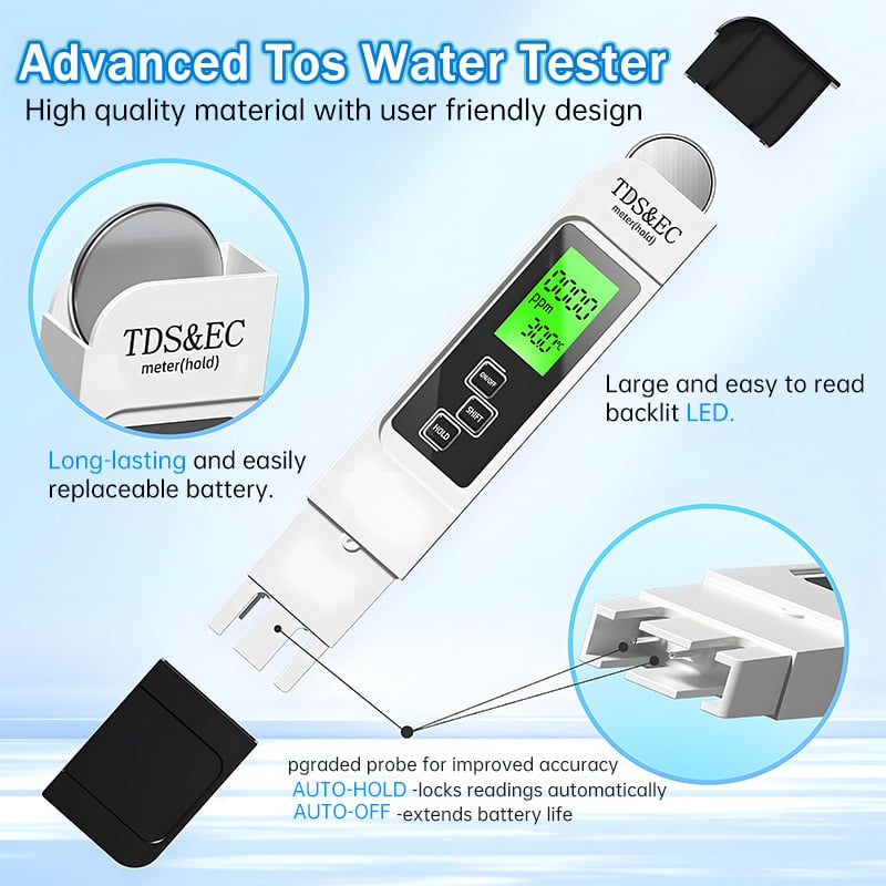 🔥Last Day 50% OFF🔥4-in-1 TDS Meter Digita Water Quality Tester 0-9990 PPM Hard Water Clarity Assurance