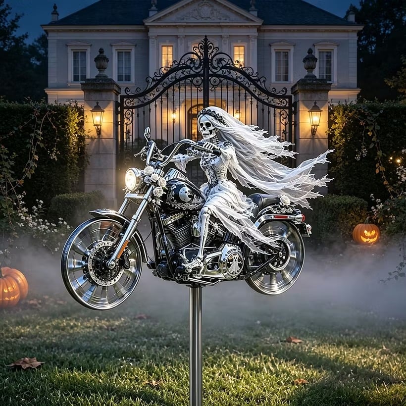 Ghost Bride motorcycle Halloween wind spinner