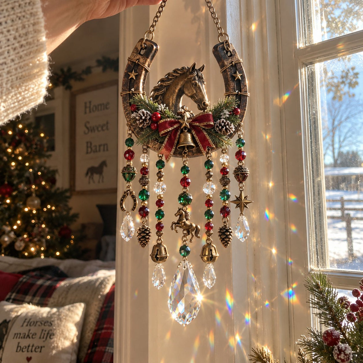🐎Christmas at the Stable Horseshoe Suncatcher