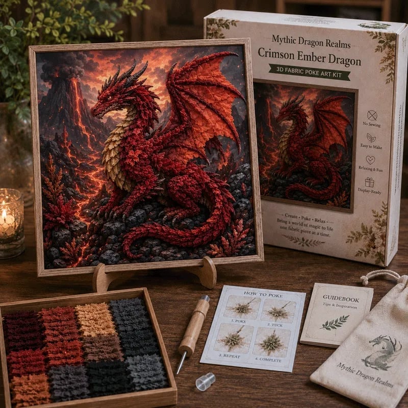 🔥HOT SALE🔥💥🏆Last Day Buy 2 get 1 free🐉 Mythic Dragon Realms 3D Fabric Poke Art Kit