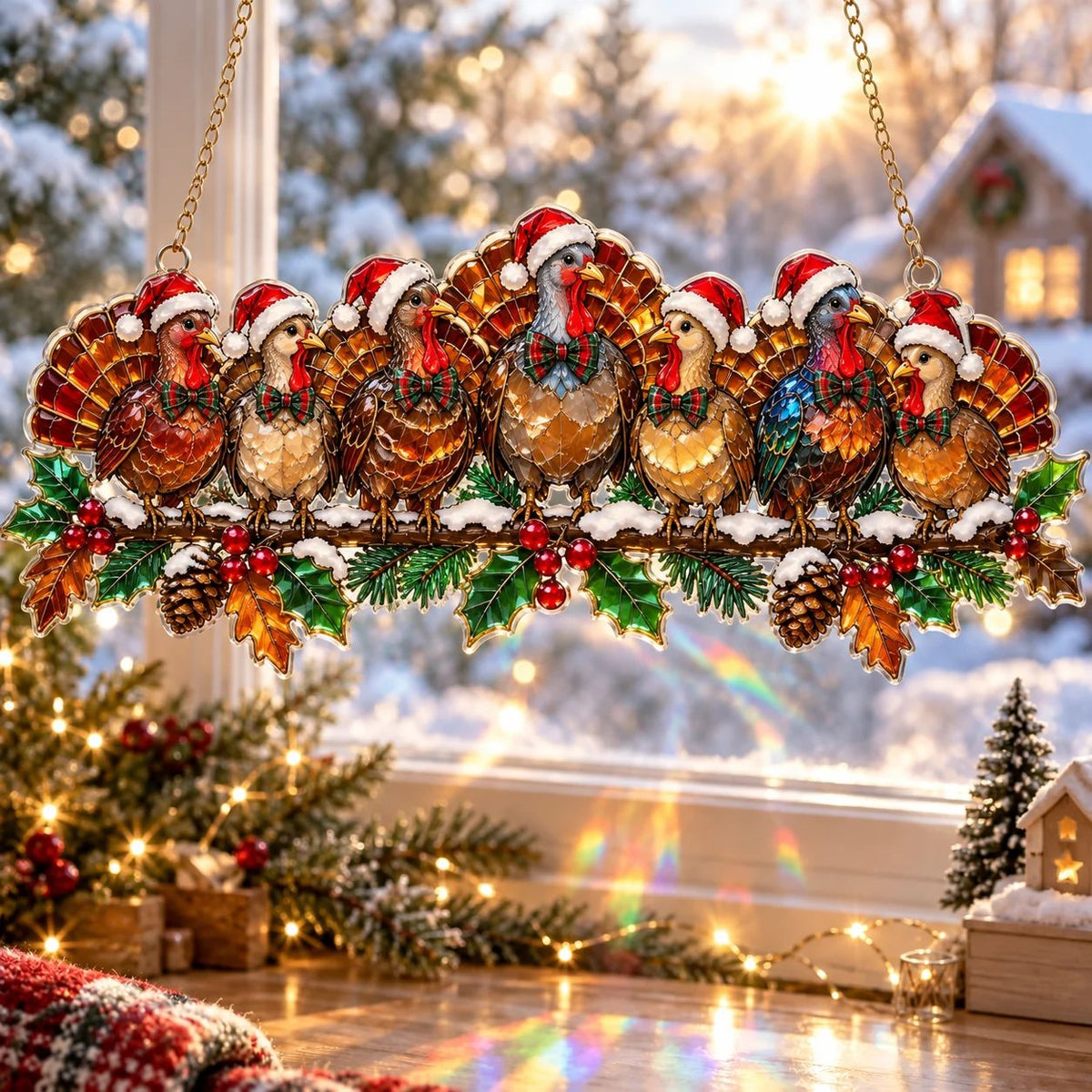 ✨ Whimsical Winter Suncatchers(11 types) | Shatterproof "Stained-Glass" Window Hangings 🎄