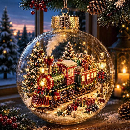 🎅Christmas Early Bird Sale🔥🎄 Glowing Christmas Diorama Ornament with LED Lights💡 – Handmade Holiday Village Display for Home & Tabletop Decor🎅❄️