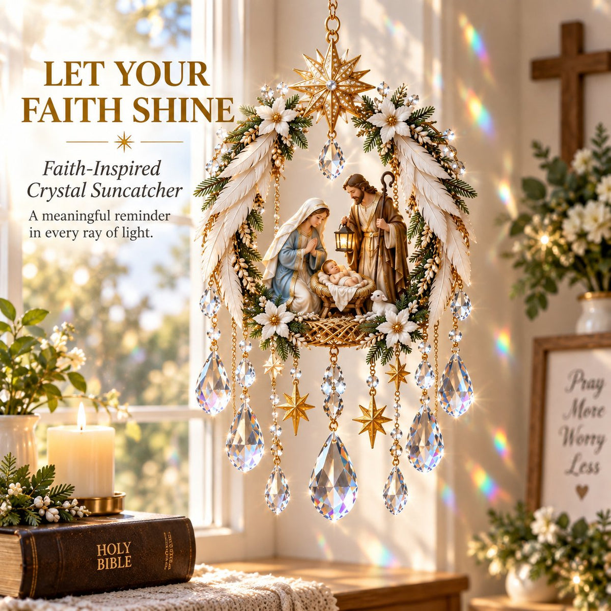 ✝️ Christian Crystal Suncatcher | 5 Faith-Inspired Window Designs with Cascading Rainbow Crystals ✨