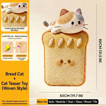 🐱SmartWell Cute Cat Scratcher Mat - 🛋️Kawaii Self-Adhesive Felt Wall Protector for Indoor Cats, Furniture & Door Protection