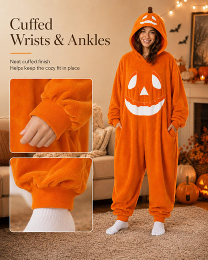 🎃🖤Pumpkin Jack-O’-Lantern Hooded Onesie Costume