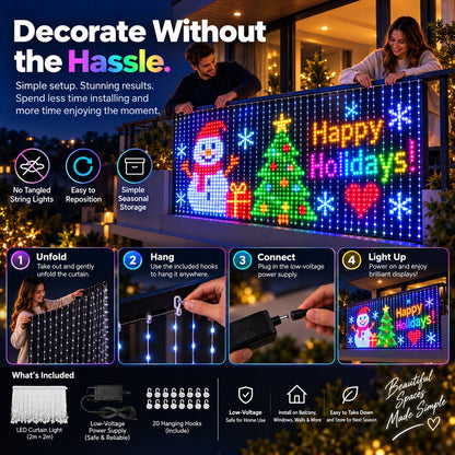 ✨ Turn Your Balcony Into A Giant LED Light Show! 🎄 Smart 400 LEDs Animated Mesh Screen 🎆📱