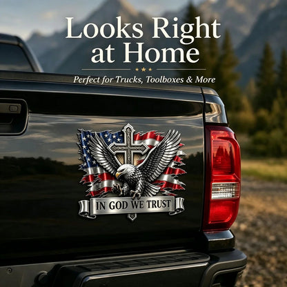 🦅In God We Trust Bald Eagle American Flag 3D Metal Car Emblem Badge