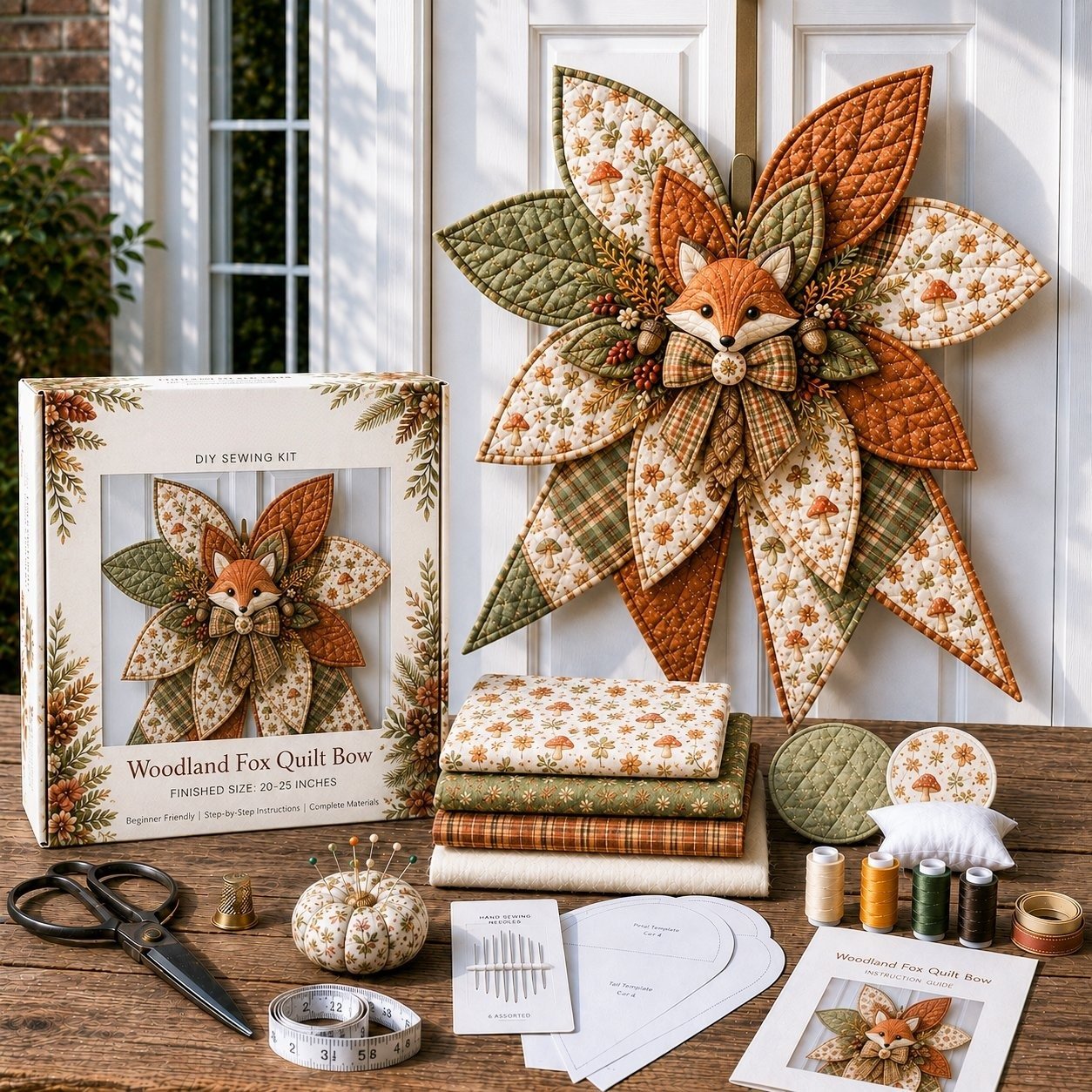 ⏳ Last Day 49% OFF – 🎀 Beginner-Friendly Oversized Quilted Bow Sewing Kit | Coordinated Printed Fabrics, Batting, Pre-Designed Templates & Complete Supplies for a Full 23–25 in 3D Statement Bow ✨