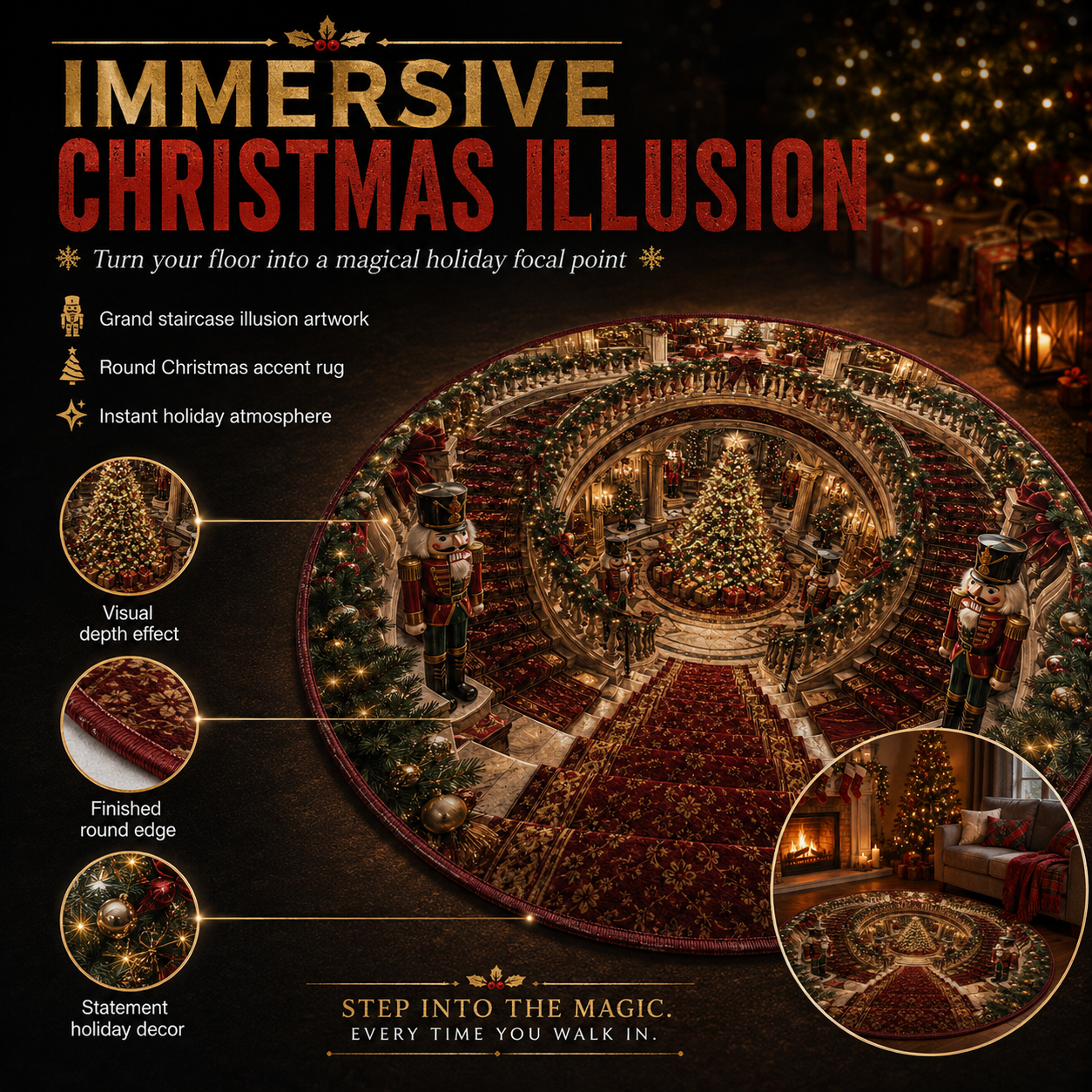 Christmas 3D Illusion Rug immersive holiday design