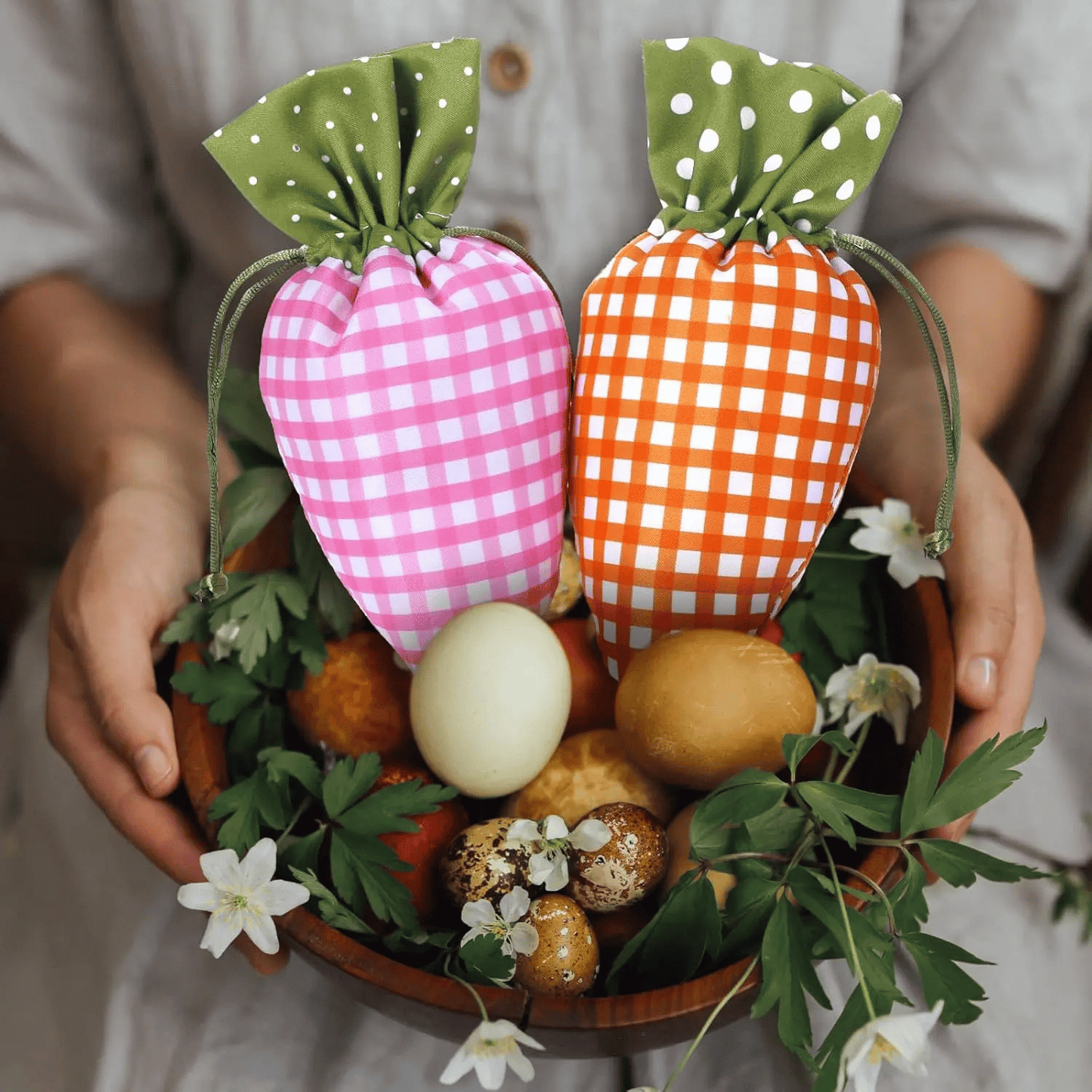 8/12/24Pcs Easter Carrot Drawstring Bags, Candy Gift Bags for Party & Egg Hunt