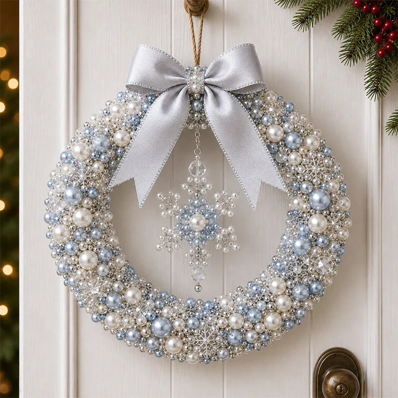 🎄✨ DIY Kit for a Christmas Wreath with Pearls – Handmade Christmas Door Decoration with Beads 💎🎀