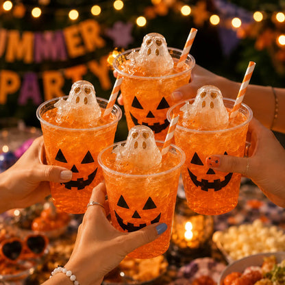 👻6‐Cavity TYIIPLUSTM Summerween Ghost Ice Cube Mold ✨Cute 3D Ice for Drinks, Parties & Gifts
