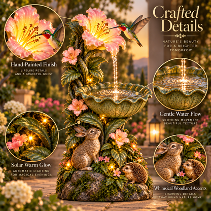 🐦✨ Hummingbird Blossom Glow™ – Solar Bird Bath Fountain & Lighted Garden