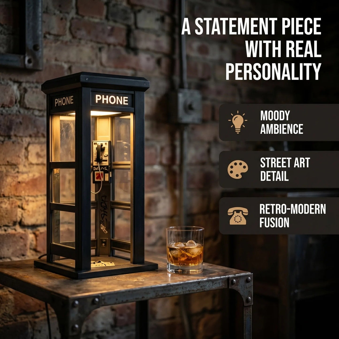 ✨Vintage telephone booth-shaped ambient lamp