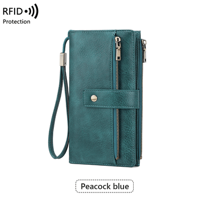 🔥Last Day 49% OFF-Women's long wallet, stylish clutch, elegant solid color RFID blocking leather wallet