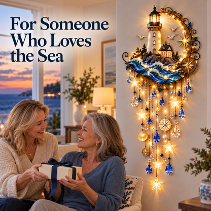 🌊 Lighthouse Starlight Cascade™ – Lighted Coastal Wall Decor