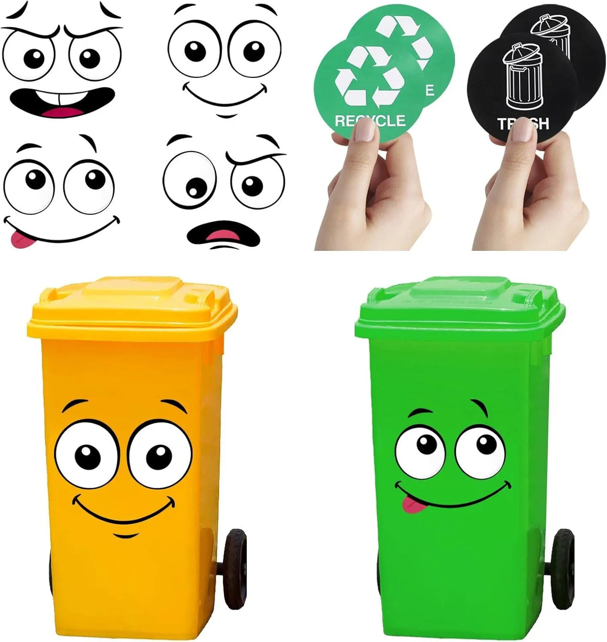 🌱 Eco-Friendly Funny Face Sticker Set(4 whimsical facial expressions from grinning to silly)
