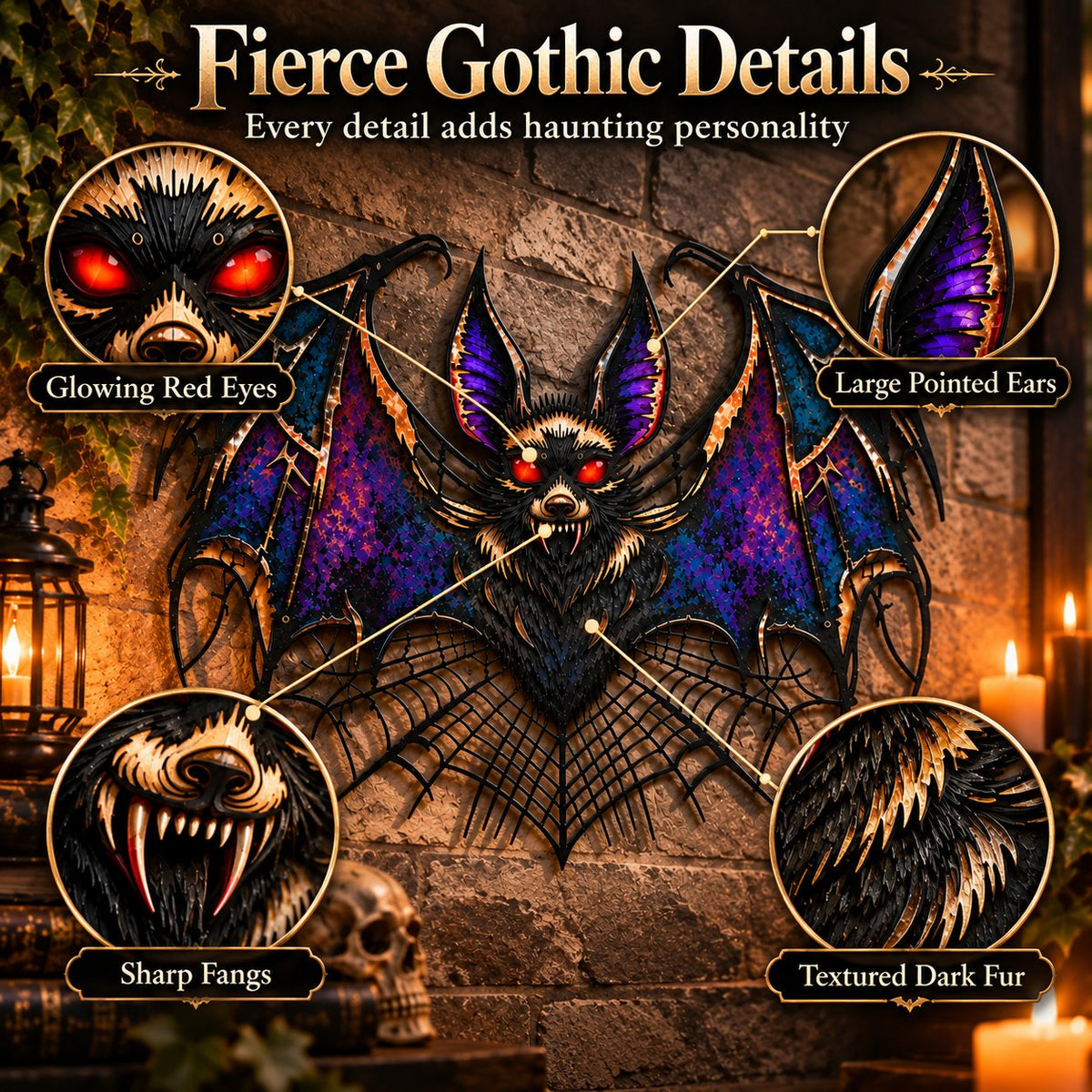 ⏰ LAST DAY 49% OFF - Gothic Vampire Bat Metal Wall Art (📦Buy 2 Free Shipping)