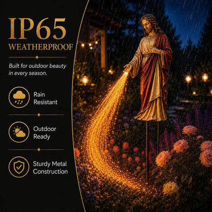 ✝️ Solar Jesus Fiber Optic Garden Light ✨ | Faith-Inspired Outdoor Decor🔥