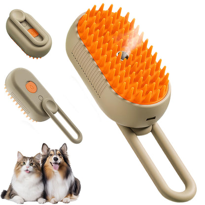 🐾 2-in-1 Steam Spray Pet Brush – Groom, Massage & Reduce Shedding in One