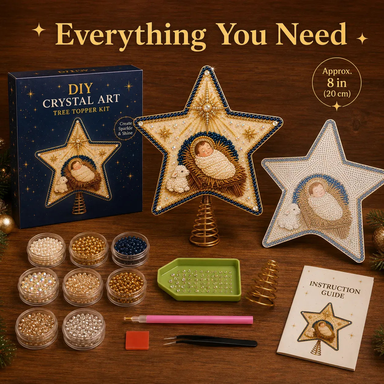 🔥LAST DAY 50% OFF - ⭐ Christian Faith Pearl Diamond Art Christmas Tree Topper Kit