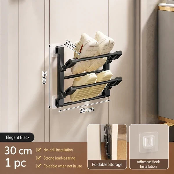 🪑 Foldable Wall‑Mounted Shoe Rack｜Space‑Saving Hanging Slipper Holder for Entryway Bathroom RV