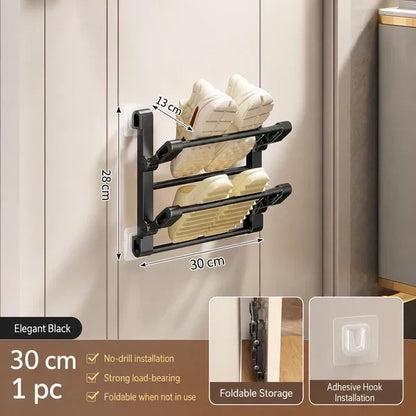 🪑 Foldable Wall‑Mounted Shoe Rack｜Space‑Saving Hanging Slipper Holder for Entryway Bathroom RV