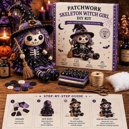 🔥HOT SALE 49% OFF🎃🧙‍♀️Patchwork Skeleton Witch Girl DIY Kit👻🦴
