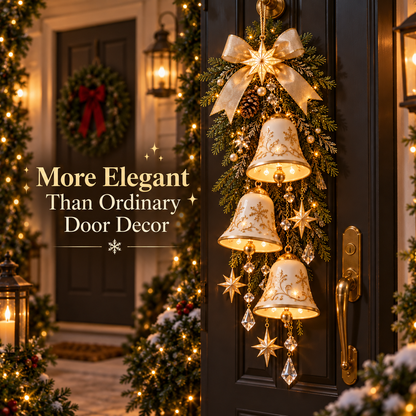 🔔✨ Golden Bell Blessing Cascade™ – Lighted Christmas Door Decor