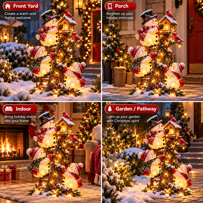 ☃️ Snowman Birdhouse Ladder Glow™ – Lighted Christmas Porch & Yard Decor