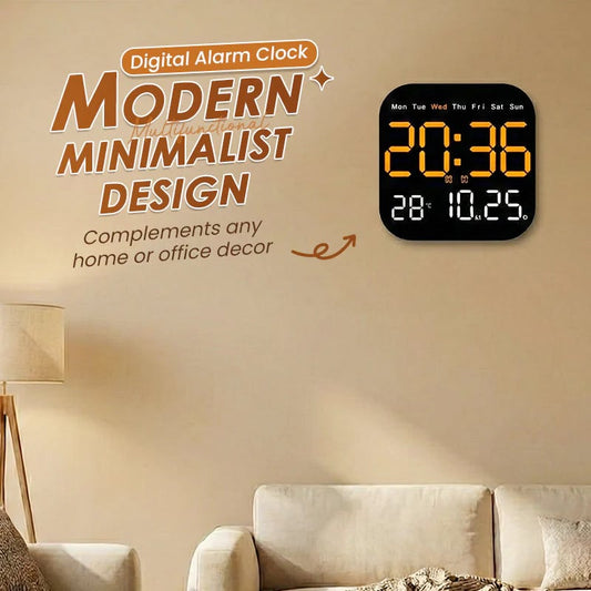 ⏰ Modern Multifunctional Digital Clock ✅ Remote Control Adjustable Brightness | Wall Mount/Desk Stand Clock with Date & Temperature