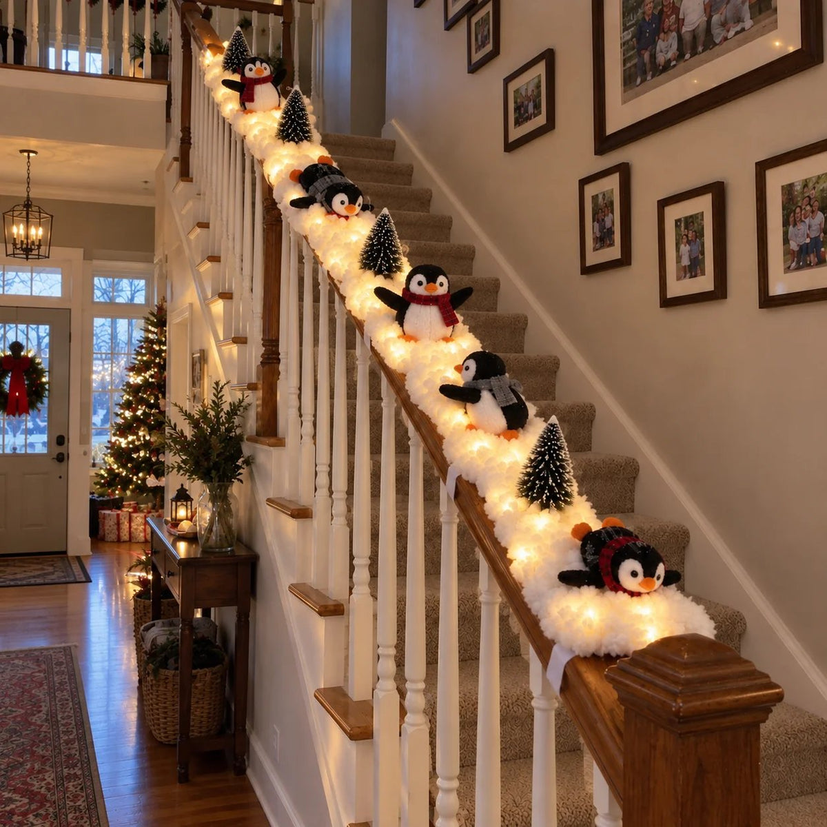 🔥Buy 2 Get 20% OFF🔥Playful Penguin Snowy Stair Railing Decor