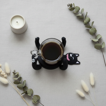 Black Cat Coaster - Scandinavian Flatlay