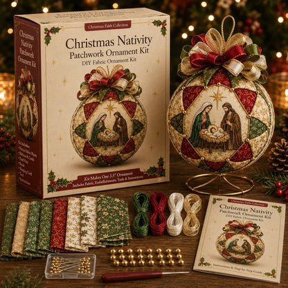 ⏳ Last Day 49% OFF – ✝️ Beginner-Friendly DIY Christmas Nativity Patchwork Ornament Kit Collection | Complete Kit with Coordinated Fabrics, Ornament Form, Decorative Accents & Step-by-Step Guide Included 💕
