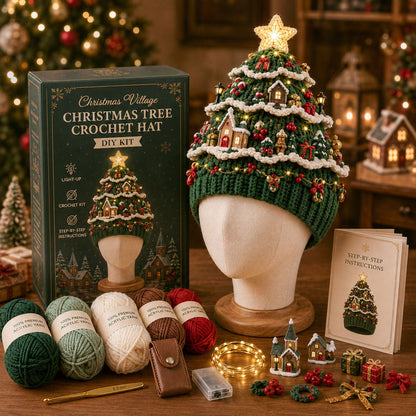 ⏳ Last Day 49% OFF – 🎄Beginner-Friendly Light-Up Christmas Tree Crochet Hat DIY Kit | Complete Kit with Coordinated Yarn, LED Lights & Step-by-Step Guide Included 💕