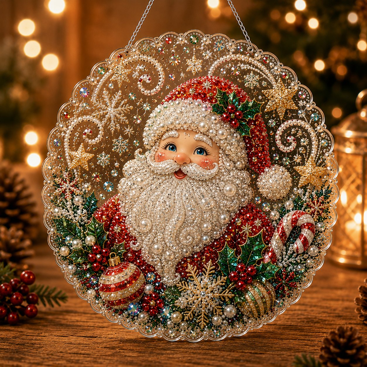 🎄 LAST DAY 49% OFF – ✨ Christmas Pearl Diamond Art Hanging Ornament Kit  🎅💎