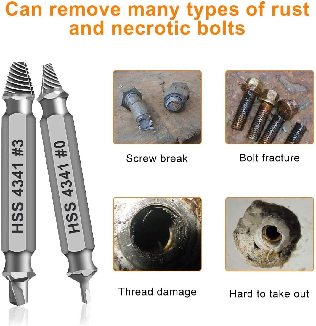 🔥LAST DAY 49% OFF - 🛠️ Stripped Broken Screw Remover, 🔩6 Counts Set Easy Out Bolt Extractor