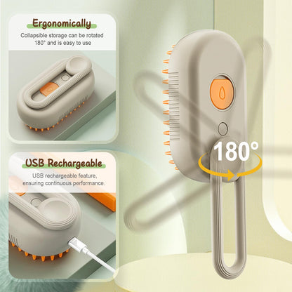 🐾 2-in-1 Steam Spray Pet Brush – Groom, Massage & Reduce Shedding in One